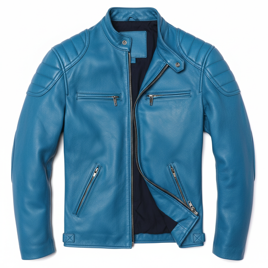 Playwook Men's Vintage Brown Genuine Leather Biker Jacket