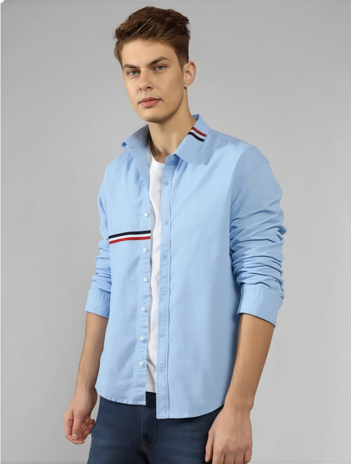 Playwook Blue Virtuoso Stripe Cotton Shirt for Men | Smart & Stylish