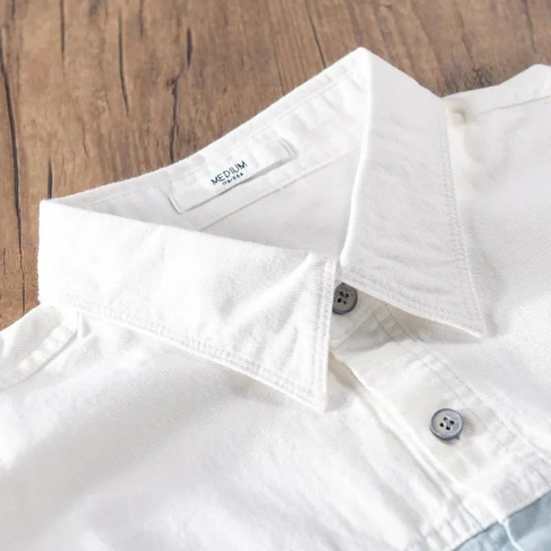 Playwook Gray Patch Work Cotton Shirt for Men | Smart & Classy