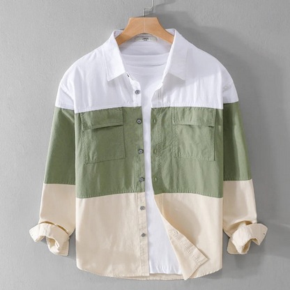 Playwook Green Patch Work Cotton Shirt for Men | Classic & Smart