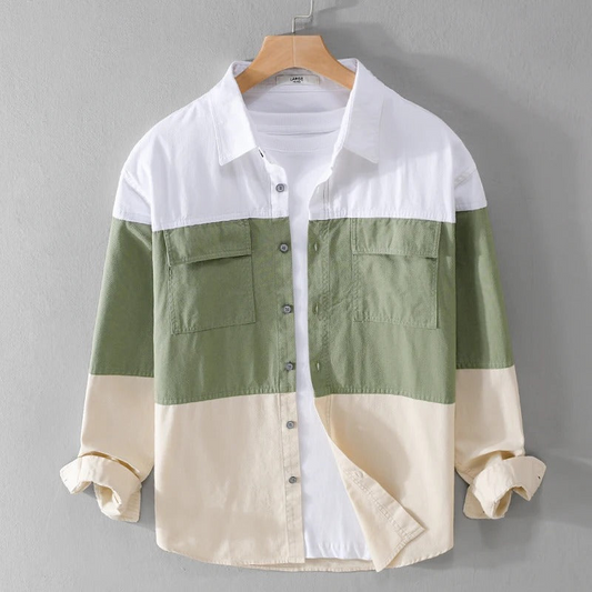 Playwook Green Patch Work Cotton Shirt for Men | Classic & Smart