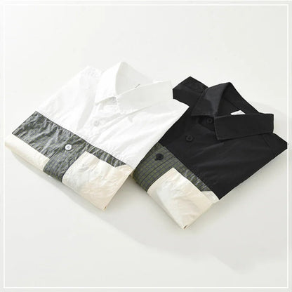 Playwook Black Patch Work Cotton Shirt for Men | Classic & Stylish