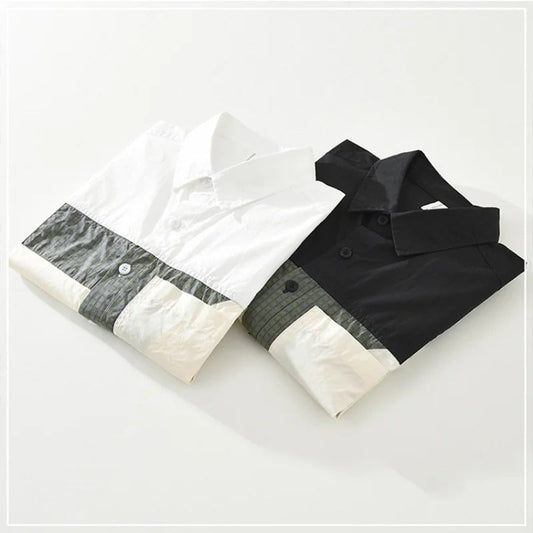 Playwook Black Patch Work Cotton Shirt for Men | Classic & Stylish