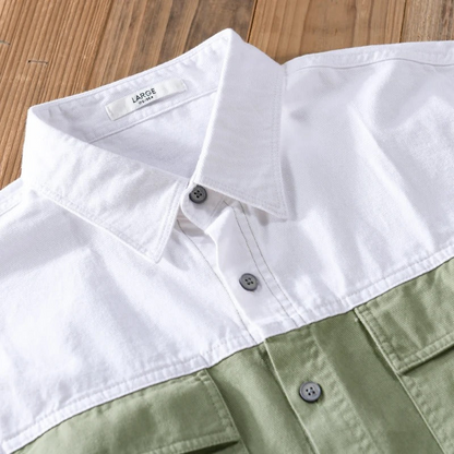 Playwook Green Patch Work Cotton Shirt for Men | Classic & Smart