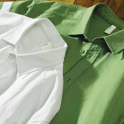 Playwook Olive Green Cut-Paste Cotton Shirt for Men | Modern Style