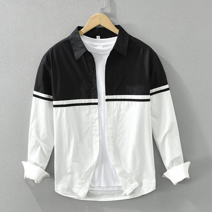 Playwook Black & White Patchwork Cotton Shirt for Men | Bold & Stylish