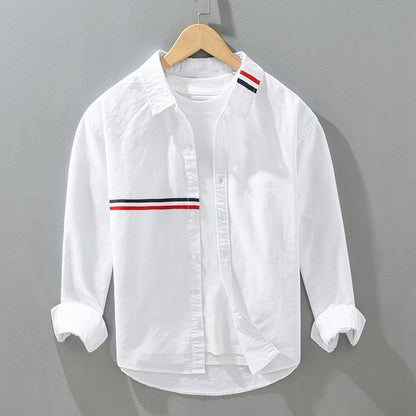 Playwook White Virtuoso Stripe Cotton Shirt for Men | Elegant & Smart