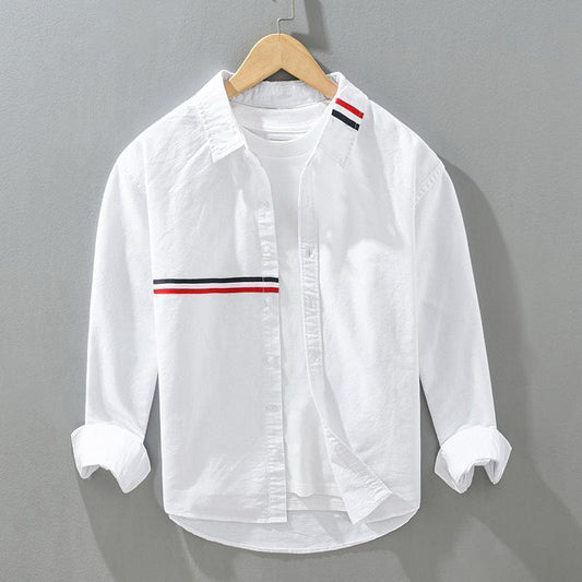 Playwook White Virtuoso Stripe Cotton Shirt for Men | Elegant & Smart
