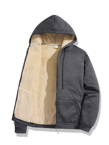 Playwook Men's Lambswool Fleece Hoodie Warm Winter Zipper Jacket