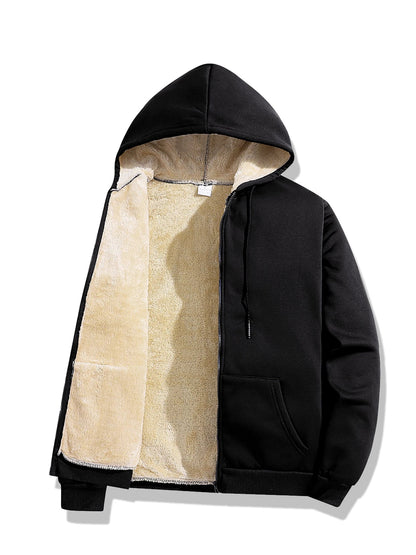 Playwook Men's Lambswool Fleece Hoodie Warm Winter Zipper Jacket