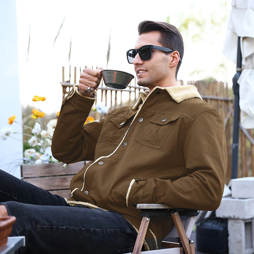 Playwook Men's Faux Shearling Lined Parka Warm Winter Coat