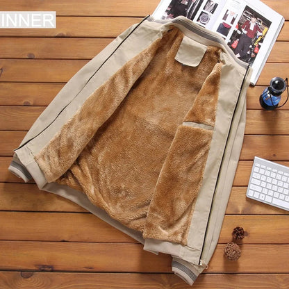 Playwook Men's Fleece Thickened Aviator Jacket For Mens