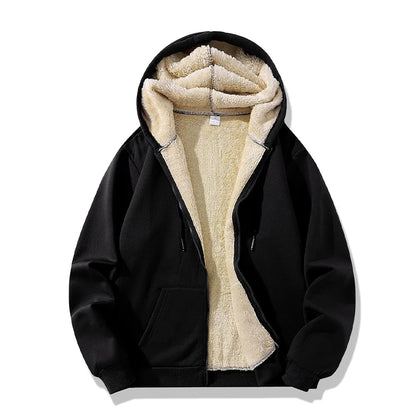 Playwook Men's Lambswool Fleece Hoodie Warm Winter Zipper Jacket