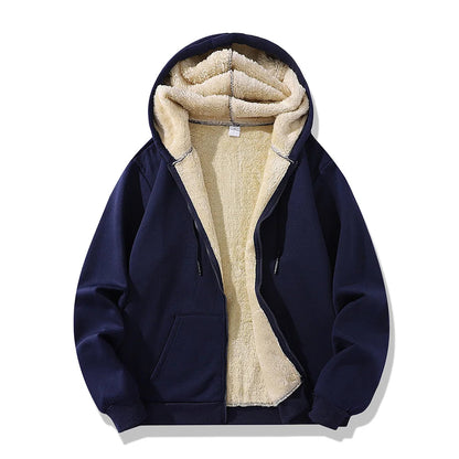 Playwook Men's Lambswool Fleece Hoodie Warm Winter Zipper Jacket