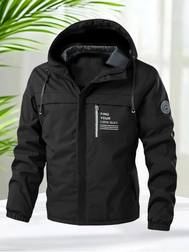 Playwook Men's Lightweight Windbreaker Hooded Zip-Up Jacket for Hiking