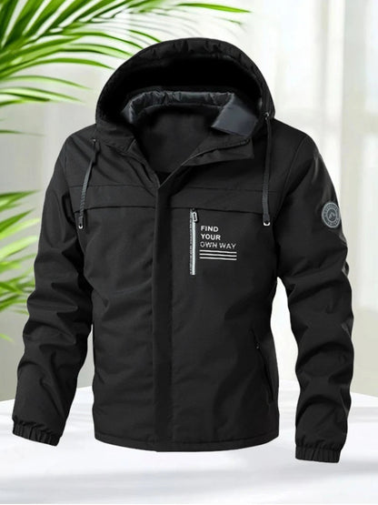 Playwook Men's Lightweight Windbreaker Hooded Zip-Up Jacket for Hiking