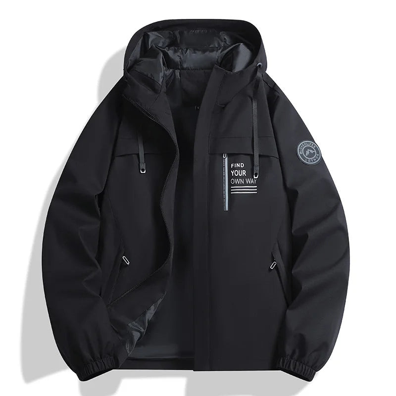 Playwook Men's Lightweight Windbreaker Hooded Zip-Up Jacket for Hiking