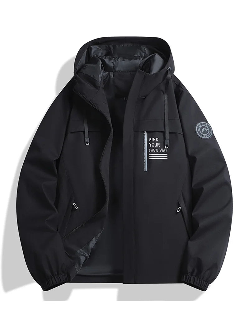 Playwook Men's Lightweight Windbreaker Hooded Zip-Up Jacket for Hiking