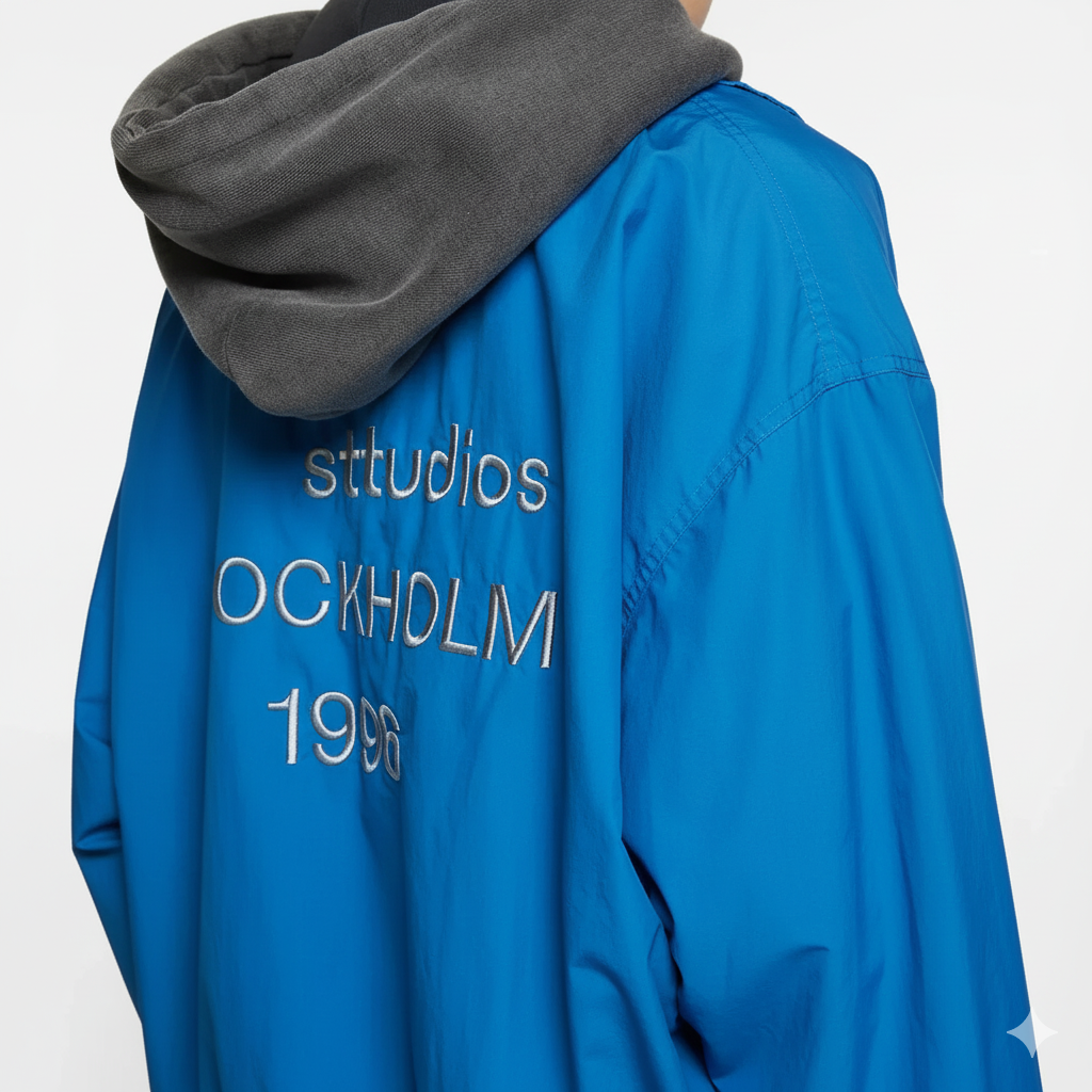 Playwook Men's Loose Fit Streetwear Embroidery Stand Collar Coat Jacket