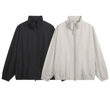 Playwook Men's Loose Fit Streetwear Embroidery Stand Collar Coat Jacket