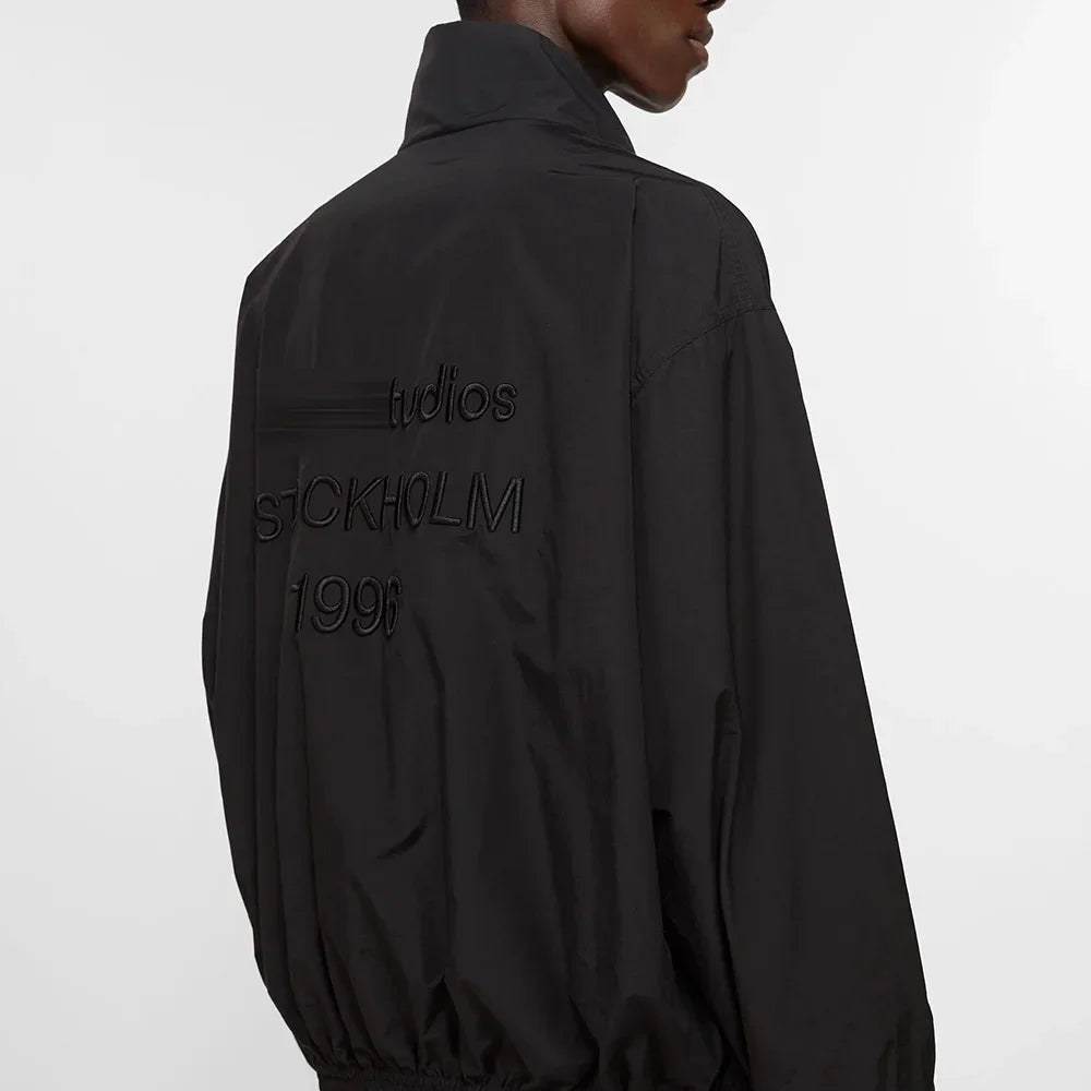 Playwook Men's Loose Fit Streetwear Embroidery Stand Collar Coat Jacket