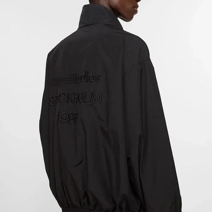 Playwook Men's Loose Fit Streetwear Embroidery Stand Collar Coat Jacket