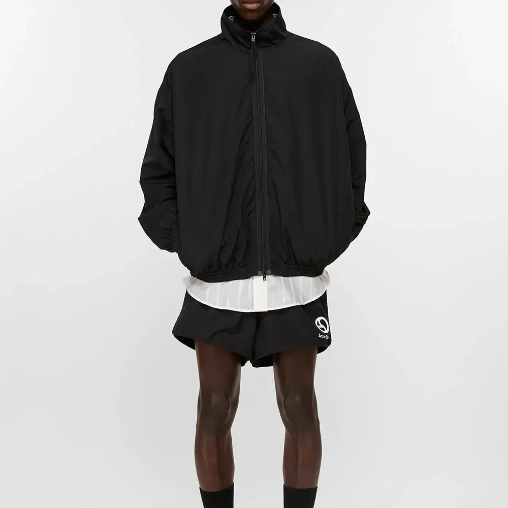 Playwook Men's Loose Fit Streetwear Embroidery Stand Collar Coat Jacket