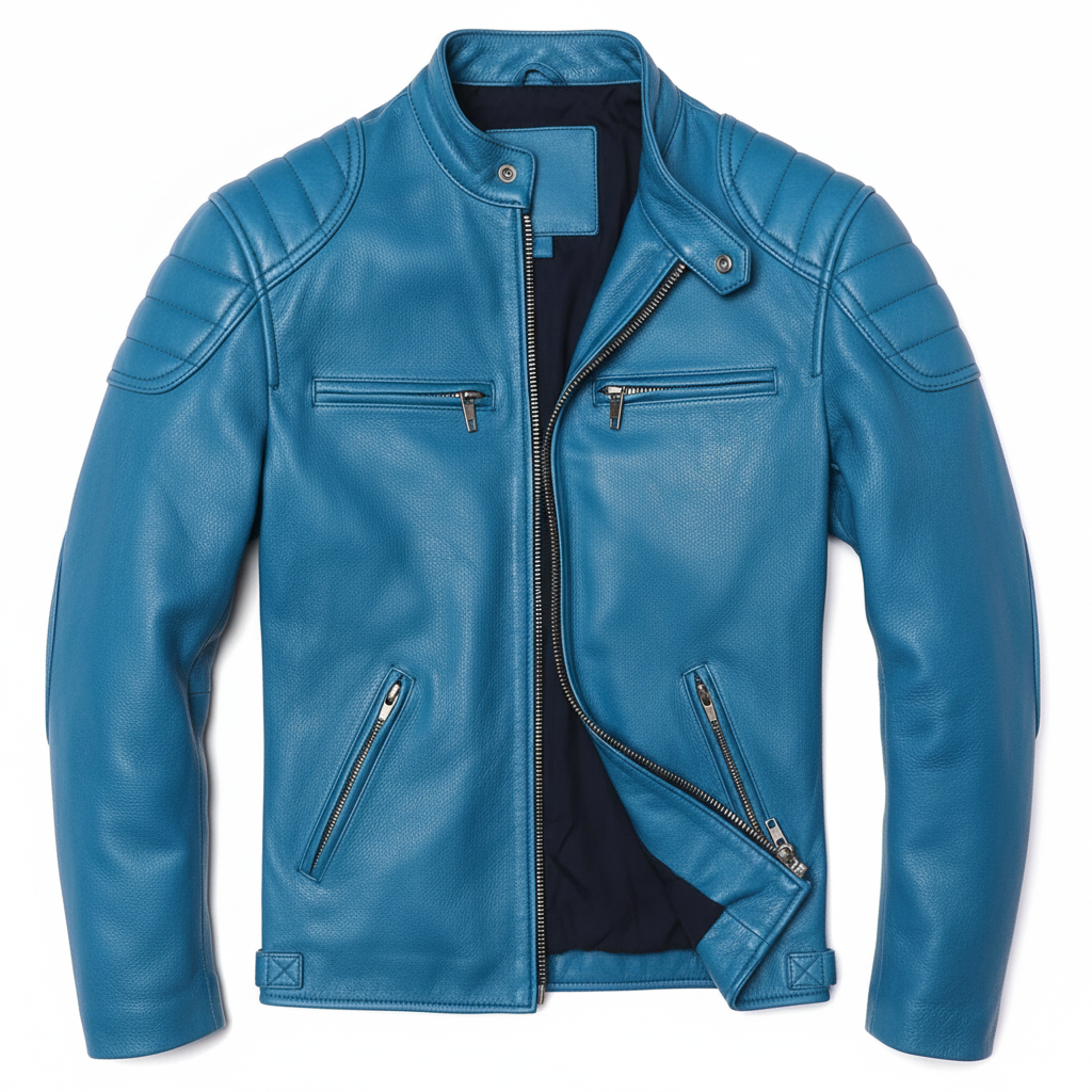 Playwook Men's Vintage Brown Genuine Leather Biker Jacket