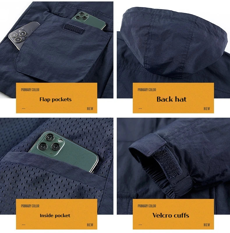 Playwook Men's Waterproof Windbreaker & Autumn Workwear & Fishing Jacket