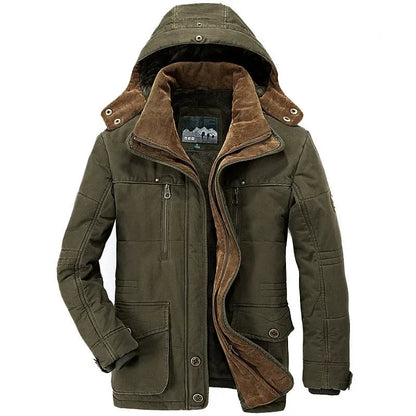 Playwook Men's Winter Parka Thicken Warm Hooded Cargo Jacket