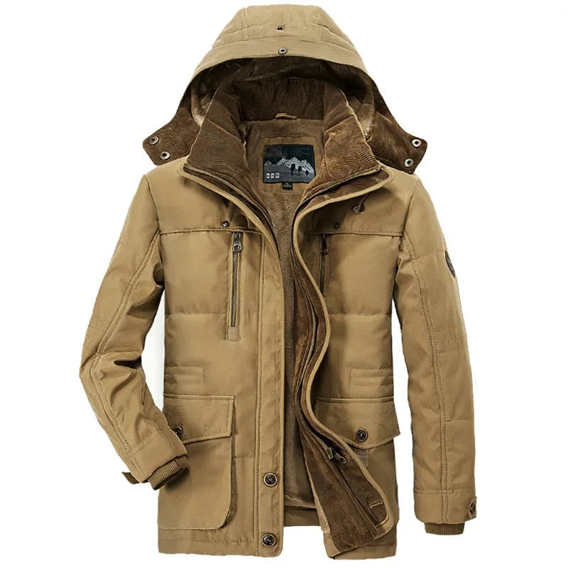 Playwook Men's Winter Parka Thicken Warm Hooded Cargo Jacket