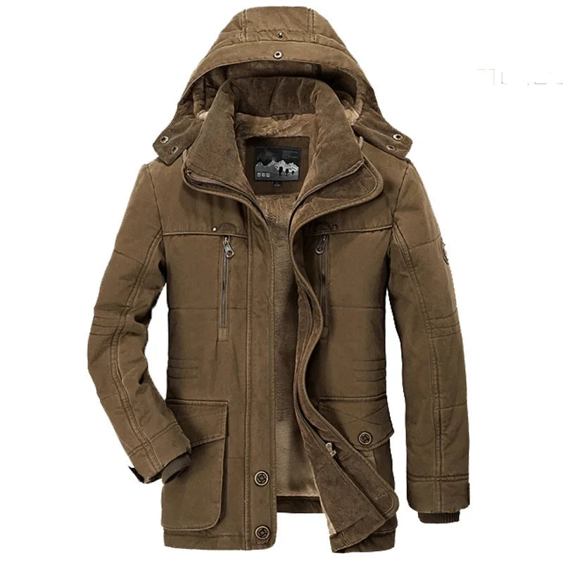 Playwook Men's Winter Parka Thicken Warm Hooded Cargo Jacket