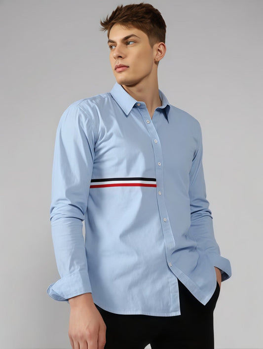 Playwook Blue Virtuoso Stripe Cotton Shirt for Men | Smart & Stylish