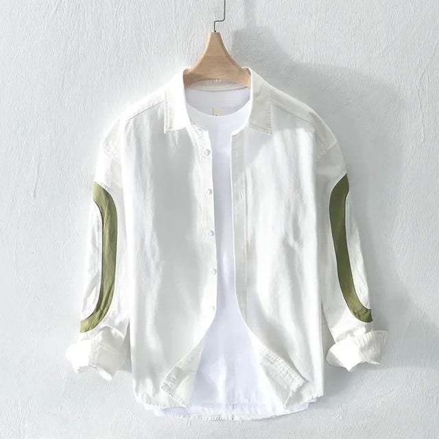Playwook White Cut-Paste Cotton Shirt for Men | Stylish & Fresh