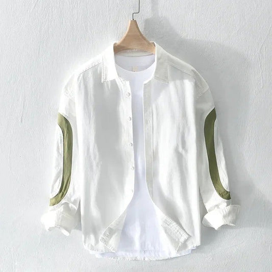 Playwook White Cut-Paste Cotton Shirt for Men | Stylish & Fresh