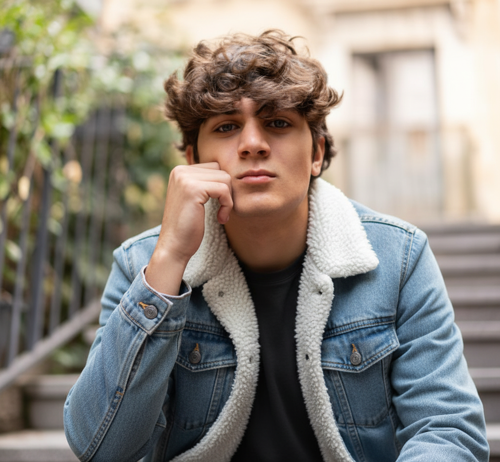 Playwook Men's Fleece-Lined Denim Loose Fit Winter Coat Jacket